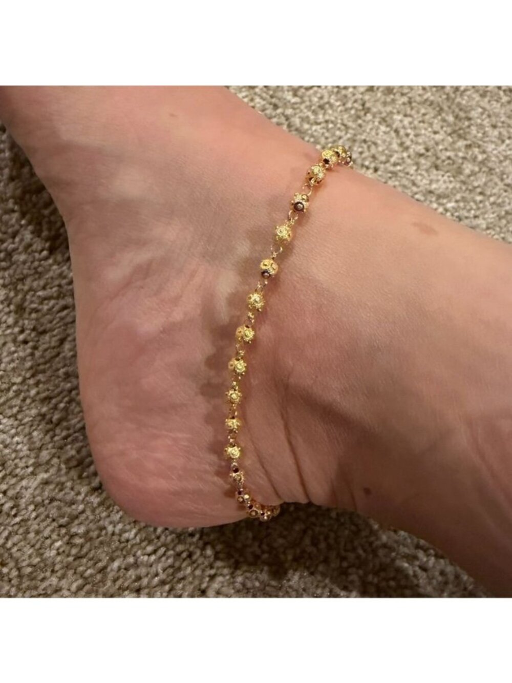 Indian Gold Tone Beaded Chain Anklet NIB